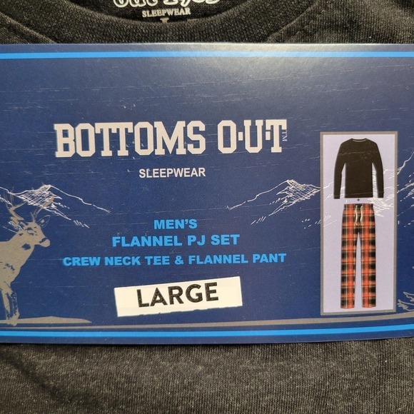 NEW Bottoms Out Men's Pajamas Size Large Black Red Plaid Flannel Gift Set - Picture 3 of 7